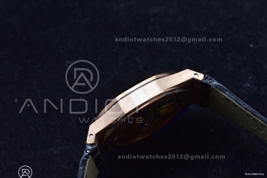 Super Black Leather 1042 41mm Strap APSF Edition SA3120 RG Royal Textured Black on Clone Best Oak Dial V 1:1 15400 WaterResistant 0902
